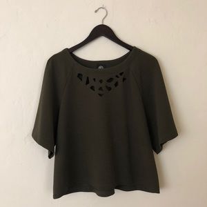 Nordstrom Green Polyester Laser Cut Blouse